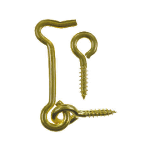 Ace Small Polished Brass Green Brass 2 in. L Hook and Eye 1 pk, Pack of 5