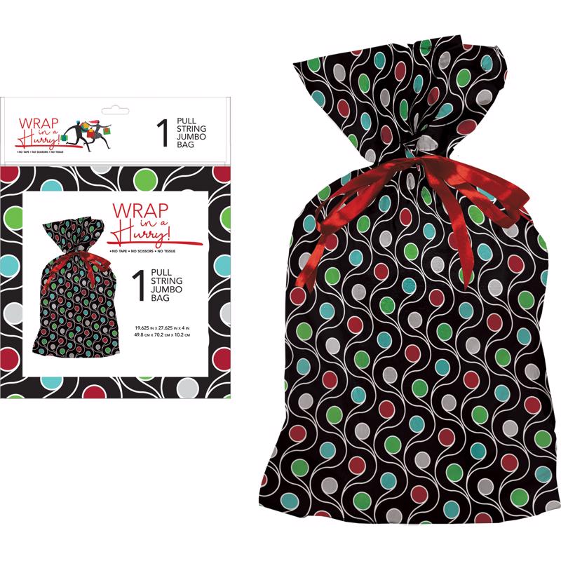 Paper Images Multi-Color Pull String Jumbo Sack, Pack of 6