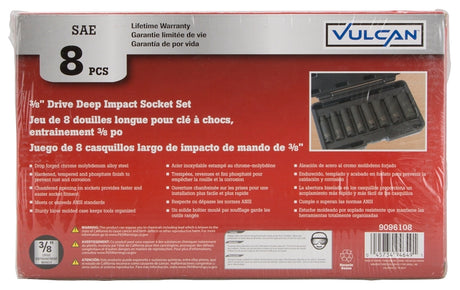 Vulcan MTI8-S Socket Set, Chrome Molybdenum Steel, Tempered Phosphate