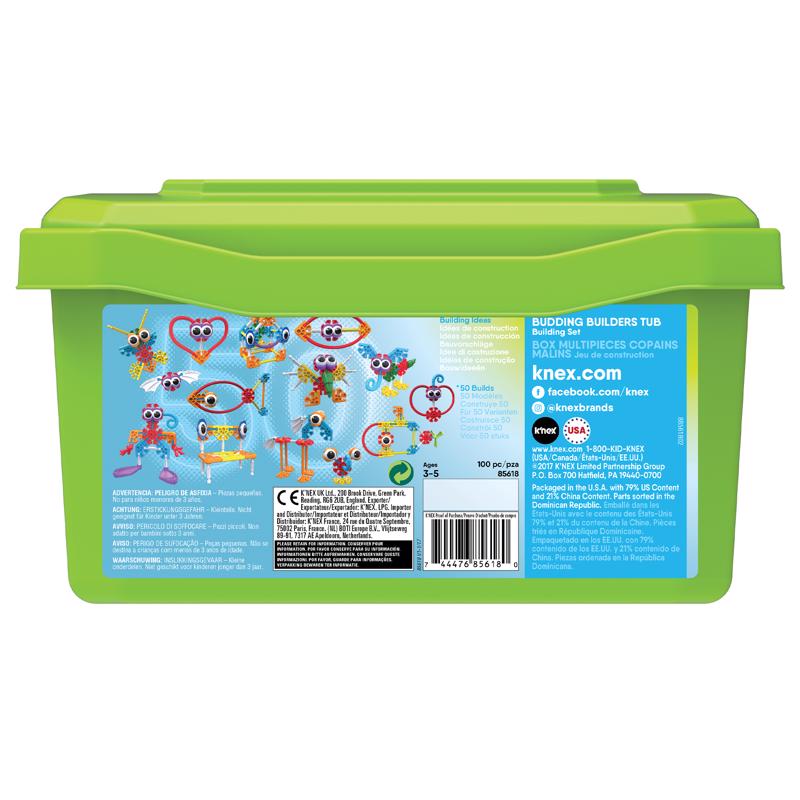 K'Nex Budding Builders Tub Building Set Toy 100 pc