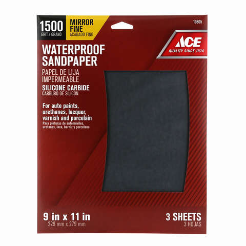 Ace 11 in. L X 9 in. W 1500 Grit Silicon Carbide Waterproof Sandpaper 3 pk, Pack of 10