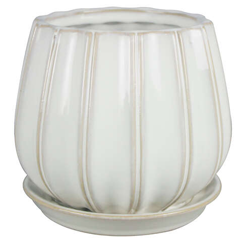 Trendspot Contour 5.5 in. H X 5.9 in. W X 5.9 in. D X 6 in. D Ceramic Planter White, Pack of 2