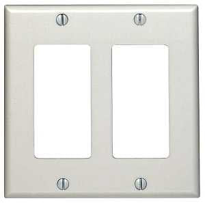 Leviton 80409-NW Wallplate, 4-1/2 in L, 4.56 in W, 2 -Gang, Nylon, White