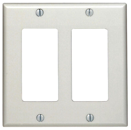 Leviton 80409-NW Wallplate, 4-1/2 in L, 4.56 in W, 2 -Gang, Nylon, White