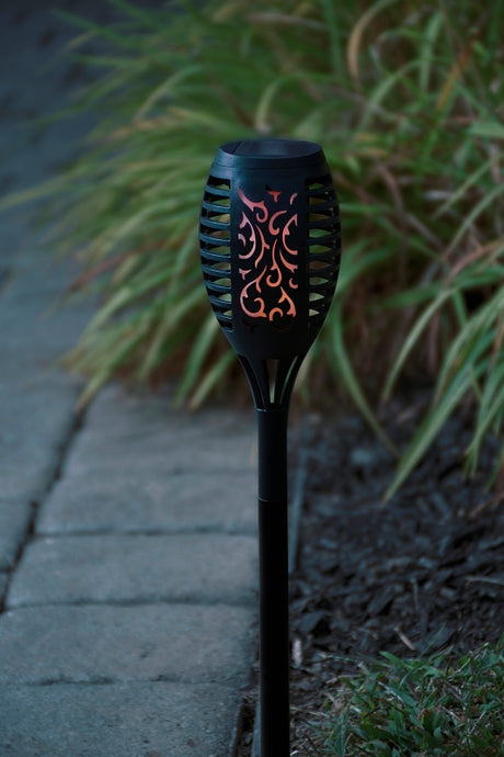 Boston Harbor 26076 Solar TIKI Torch, NI-Mh Battery, AA Battery, 32-Lamp, Plastic Fixture, Black, Pack of 12