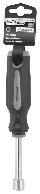 Vulcan MC-SD36 Nut Driver, 7/16 in Drive, 7 in OAL, Cushion-Grip Handle, Gray and Black Handle, 3 in L Shank