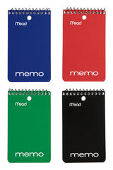 Mead 3 in. W X 5 in. L Wide Ruled Spiral Assorted Memo Book, Pack of 12