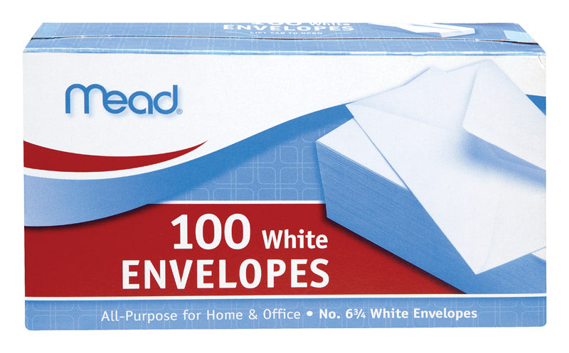 Mead 3.63 in. W X 6.75 in. L A6 White Envelopes 100 pk, Pack of 24