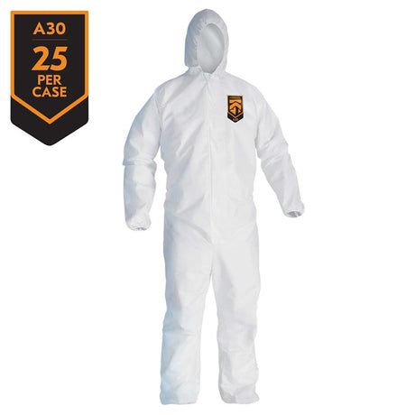 KleenGuard A30 46114 Coveralls, XL, Polypropylene, White