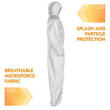 KleenGuard A30 46114 Coveralls, XL, Polypropylene, White
