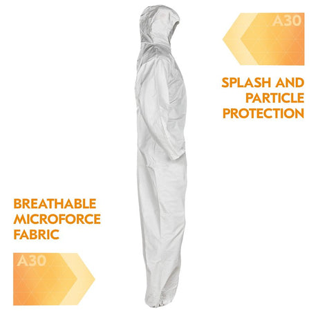 KleenGuard A30 46114 Coveralls, XL, Polypropylene, White