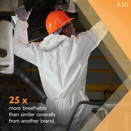 KleenGuard A30 46114 Coveralls, XL, Polypropylene, White