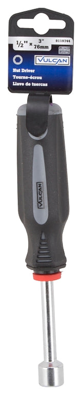 Vulcan MC-SD37 Nut Driver, 1/2 in Drive, 7 in OAL, Cushion-Grip Handle, Gray and Black Handle, 3 in L Shank