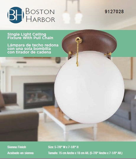 Boston Harbor F30153375 Ceiling Light Fixture, 0.5 A, 120 V, 60 W, 1-Lamp, A19 or CFL Lamp, Metal Fixture