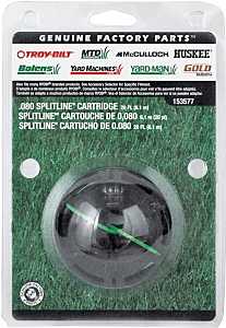 MTD 49U3577L953 Round Line Cartridge, 0.080 in Dia, 20 ft L, Aluminum/Co-Polymer, Green