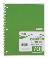 Mead 8 in. W X 10-1/2 in. L Wide Ruled Spiral Assorted Notebook, Pack of 24