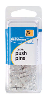 Swingline Work Essentials Clear Push Pins 75 pk, Pack of 4