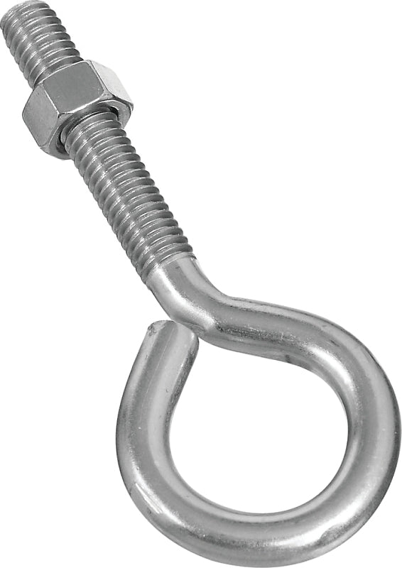National Hardware N221-648 Eye Bolt, 4 in OAL, 3/8-16 Thread, 2 in L Thread, 1 in ID Dia Eye, 2.35 in L Shank