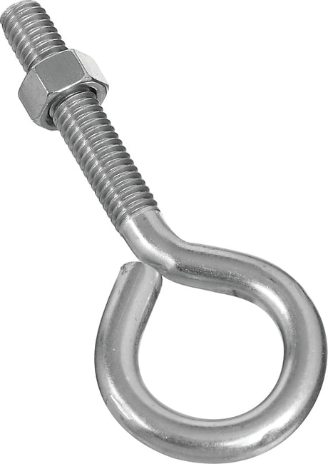 National Hardware N221-648 Eye Bolt, 4 in OAL, 3/8-16 Thread, 2 in L Thread, 1 in ID Dia Eye, 2.35 in L Shank