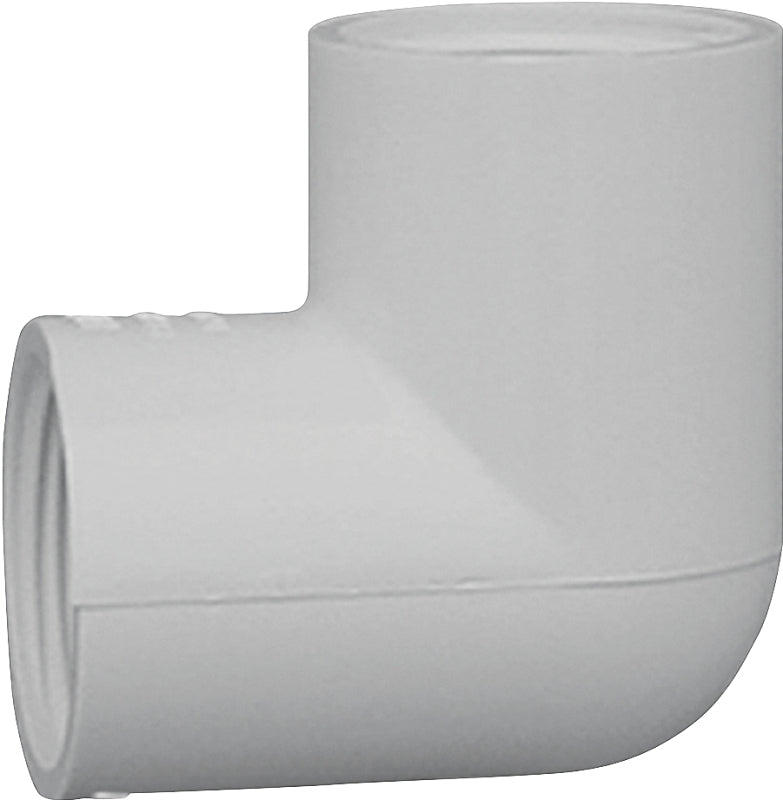 IPEX 435538 Pipe Elbow, 1/2 in, FPT, 90 deg Angle, PVC, White, SCH 40 Schedule, 150 psi Pressure