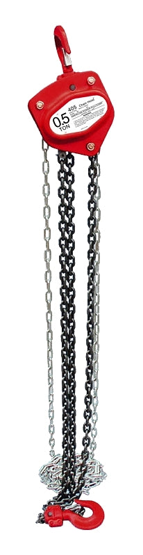 American Power Pull 400 Series 405 Chain Block, 0.5 ton, 10 ft H Lifting, 10-13/16 in Between Hooks