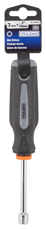 Vulcan MC-SD39 Nut Driver, 7 mm Drive, 7 in OAL, Cushion-Grip Handle, Gray and Black Handle, 3 in L Shank