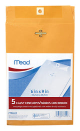 Mead 6 in. W X 9 in. L A10 Brown Envelopes 5 pk, Pack of 12