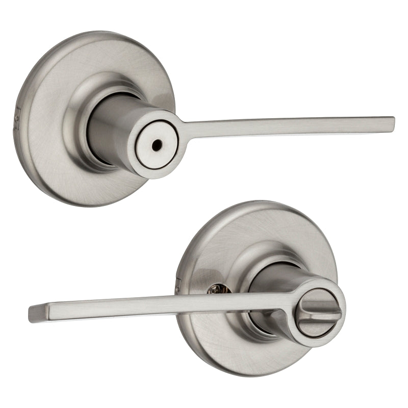 Kwikset 300LRL 15 CP V1 Privacy Lever, Satin Nickel, Zinc, Residential, Reversible Hand, 3 Grade