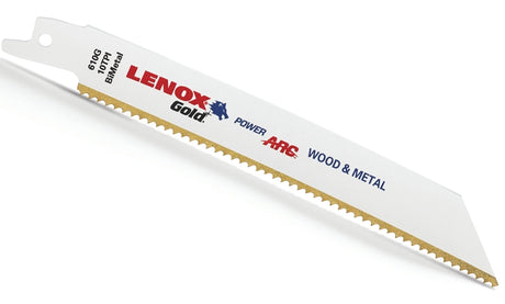 Lenox Gold 21064610GR Reciprocating Saw Blade, 3/4 in W, 6 in L, 10 TPI, HSS Cutting Edge