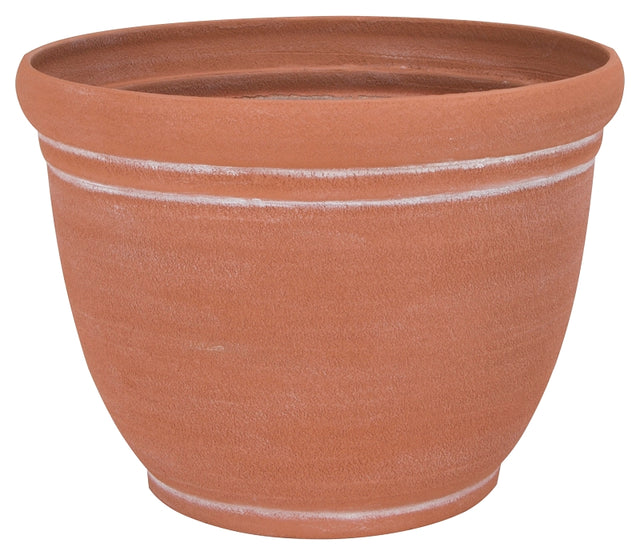 Landscapers Select PT-S058 Planter, 13 in Dia, 9-3/4 in H, Round, Resin, Terra Cotta, Terra Cotta, Pack of 6