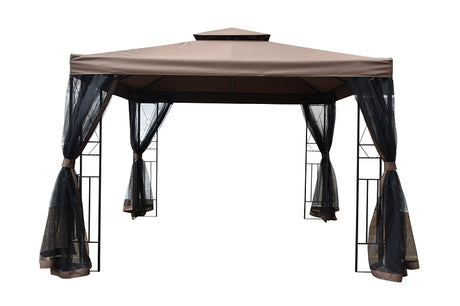 Seasonal Trends 59661 Gazebo with Netting, 118 in W Exterior, 118 in D Exterior, 105.51 in H Exterior, Square, Brown