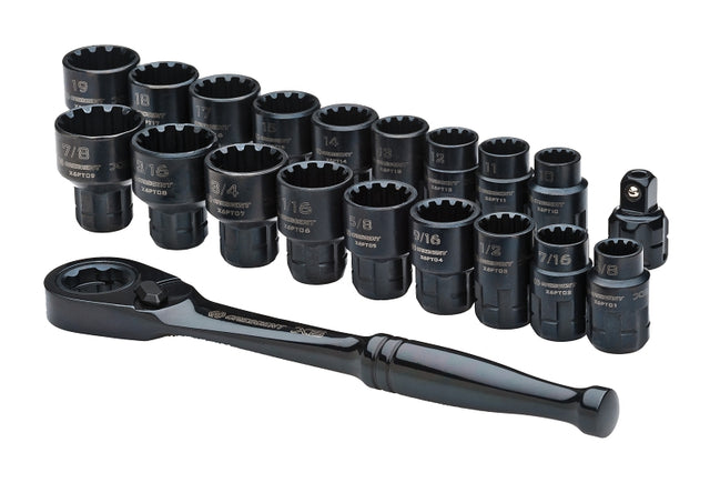 Crescent CX6PT25 Socket Set, Black, Specifications: 3/8 in Drive Size