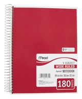 Mead 8 in. W X 10-1/2 in. L Wide Ruled Spiral Assorted Notebook, Pack of 12