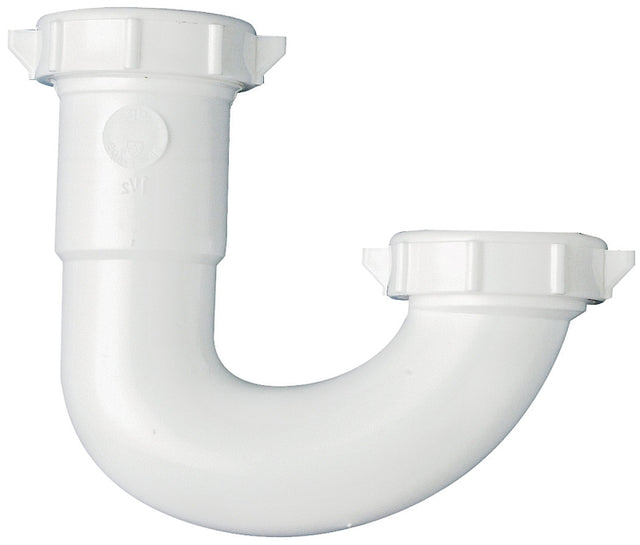 Plumb Pak PP66-1W J-Bend, 1-1/2, 1/2 x 1-1/4 in, Slip, Plastic, White
