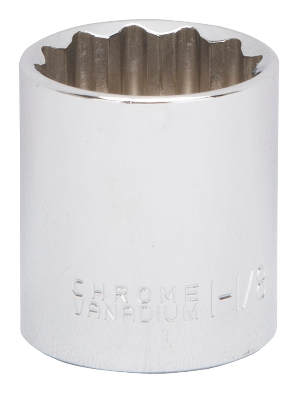 Vulcan MT6521736 Drive Socket, 1-1/8 in Socket, 1/2 in Drive, 12-Point, Chrome Vanadium Steel, Chrome