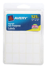 Avery 1/2 in. H X 3/4 in. W Rectangular White Labels 525 pk, Pack of 6