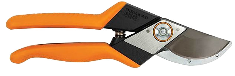 Fiskars 394951-1001 Pruner, 1 in Cutting Capacity, HCS Blade, Curved Blade, Cast Aluminum Handle, Soft Grip Handle