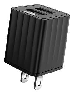 PowerZone KL-50210A Dual USB Wall Charger, Black