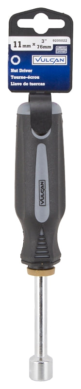 Vulcan MC-SD43 Nut Driver, 11 mm Drive, 7 in OAL, Cushion-Grip Handle, Gray and Black Handle, 3 in L Shank