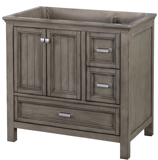 Craft + Main Brantley Series BAGV3622D Vanity, Wood, Distressed Gray, 2-Cabinet Door, 3-Drawer