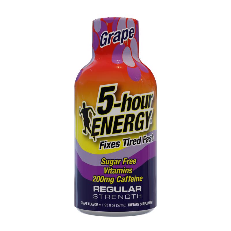 5-hour Energy Regular Strength Sugar Free Grape Energy Shot 1.93 oz, Pack of 12