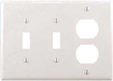 Eaton Wiring Devices PJ28W Combination Wallplate, 4-7/8 in L, 6-3/4 in W, Mid, 3-Gang, Polycarbonate, White, High-Gloss