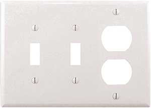 Eaton Wiring Devices PJ28W Combination Wallplate, 4-7/8 in L, 6-3/4 in W, Mid, 3-Gang, Polycarbonate, White, High-Gloss