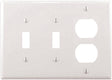 Eaton Wiring Devices PJ28W Combination Wallplate, 4-7/8 in L, 6-3/4 in W, Mid, 3-Gang, Polycarbonate, White, High-Gloss