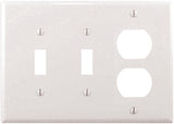 Eaton Wiring Devices PJ28W Combination Wallplate, 4-7/8 in L, 6-3/4 in W, Mid, 3-Gang, Polycarbonate, White, High-Gloss