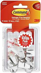 Command 17067-VP Wire Hook, 5/8 in Opening, 0.5 lb, 9-Hook, Plastic, White