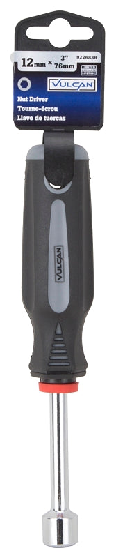 Vulcan MC-SD44 Nut Driver, 12 mm Drive, 7 in OAL, Cushion-Grip Handle, Gray and Black Handle, 3 in L Shank