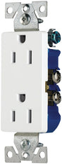 Eaton Wiring Devices 1107W Duplex Receptacle, Nylon, White, 2-Pole, 15 A, 125 V, Back, Side Wiring, NEMA: 5-15R