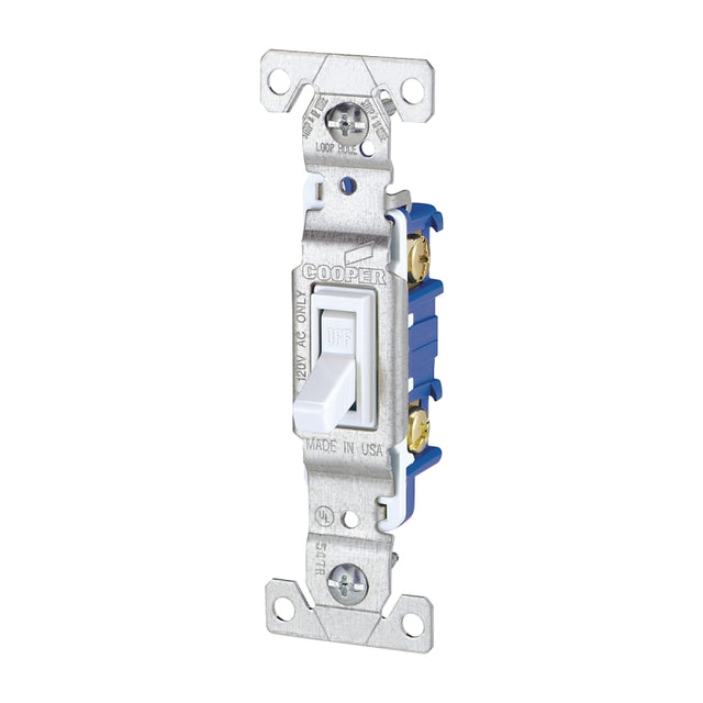 Eaton 1301W Switch, 15 A, 120 V, Push-In Terminal, Polycarbonate Housing Material, White, Pack of 10