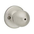 Kwikset 300P 15 6AL RCS V1 Privacy Knob Set, Polo Design, Satin Nickel, Zinc, Silver, Reversible Hand, 1-7/8 in Dia Knob